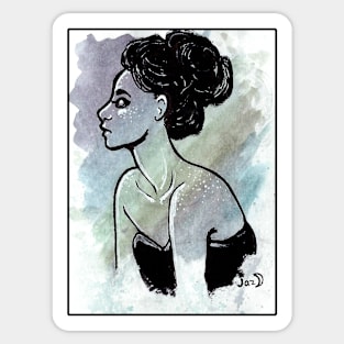 Woman with Bun Sticker